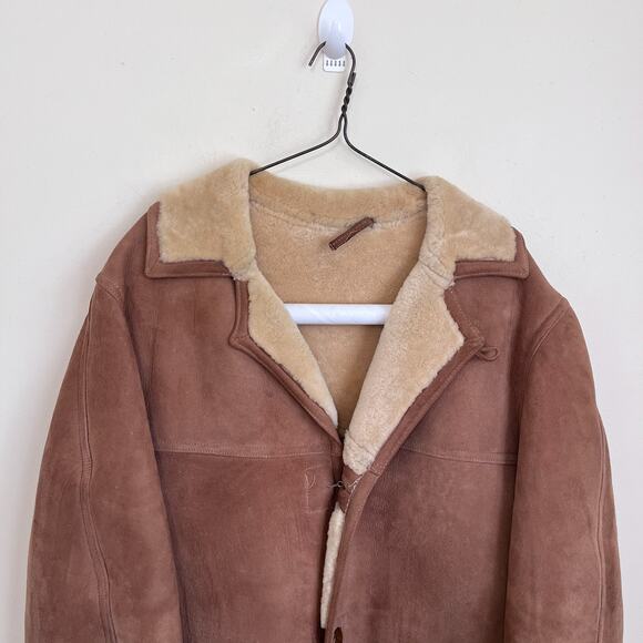 Vintage David Church Suede Mens Coat Size 40 Brown Shearling Sheepskin Marlboro - Picture 4 of 12